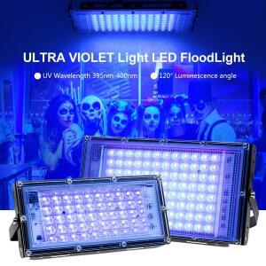 395nm 400Nm Led UV 투광 조명 220V 자외선 무대 램프 50W 100W LED 블랙 라이트 방수 디스코 파티