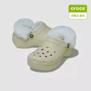 크록스 클래식 플랫폼 퍼즈 라인드 본 여성 털신 털 212854-2Y2