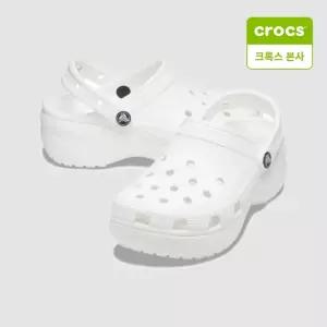 크록스 여성 클래식 플랫폼 클로그 화이트 206750-100 통굽 샌들
