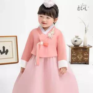 [금동이한복]AW150 여분홍꽃패치 아동한복 여아한복