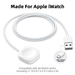 호환 애플워치 충전기 USB 마그네틱 무선 고속 케이블 (iWatch 11 10 9 8 7 6 5 4 3 2 SE/2 울트라 휴대용)