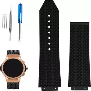 XIW 호환 남성용 19mm×25mm×22mm Hublot 빅뱅 고무 시계 밴드 교체용 실리콘 허리밴드 스트랩 여성 팔찌
