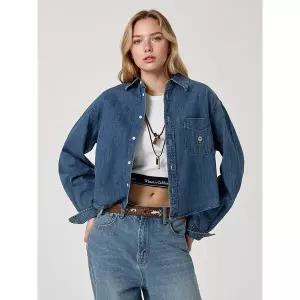 [후아유][AK수원점] [후아유] 여성 Steve Crop Denim Shirts (F) WHYJG2334F