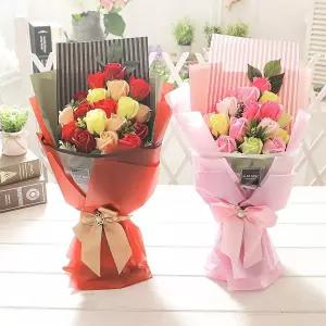 수앤서A1 러블리로즈부케 생일 캐릭터꽃다발 로즈데이 비누꽃 부부의날 꽃다발 사탕부케 생활