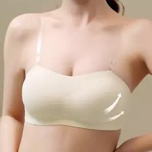 여름속옷 여성속옷 포함 여자 4단 후크 너와이어 브라 투명끈 패드