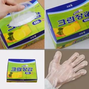 크린랩 크린 장갑 400매 위생 비닐 장갑/요리/주방/다용도/새댁/손보호/주유소/1회용/조리/요리용/대용량