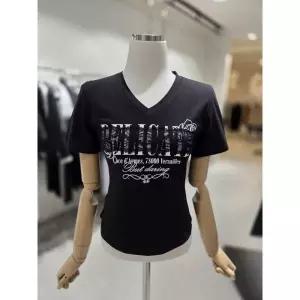 [에고이스트] [BLUE LABEL] V넥 레이스 패치 반팔 티셔츠 ES2OTH04