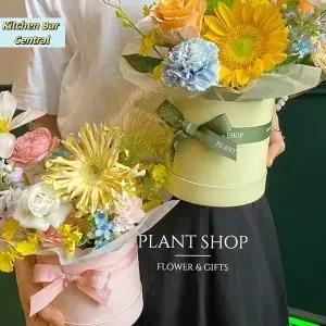 12x12cm 정렬된 원형 꽃 선물 상자 보존된 꽃다발 웨딩 파티용 우아한 장미꽃 포장 장식