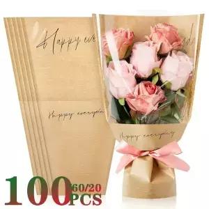 투명 꽃 포장 가방 장미 소가죽 부케 해피 에브리데이 발렌타인 선물 20 개 60 100