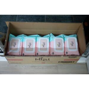 미엘 물티슈 클래식 엠보싱 캡형 100매 10팩 평량50g 저자극 안전한 순한 대용량