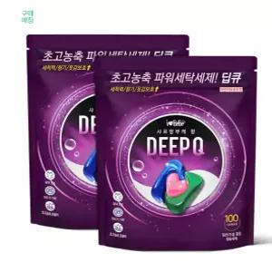 딥큐 3in1 샤르망부케 100개입+100개입 캡슐세제 고농축 세탁 드럼세탁기 세제