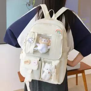 투명창 캐주얼 백팩 학생 스쿨백 대용량 가방