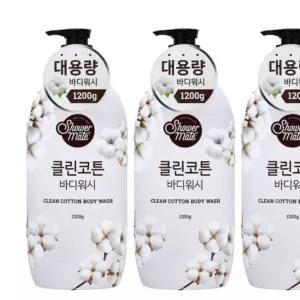 샤워메이트 바디워시 1.2kg용기 3묶음 클린코튼 유자 풍성한 크리미 상큼한 생