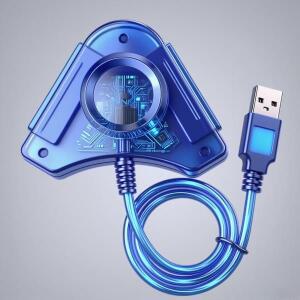 PS2 조이패드를 PC 게임 듀얼 포트에 연결하는 블루 트라이앵글 USB 컨트롤러 게임패드 어댑터 컨버터 케이