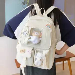 투명창 대용량 백팩 학생용 스쿨백 인형 수납 캐주얼 가방
