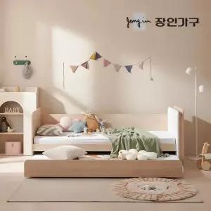 장인가구 무료배송) 뉴피터 LED 패브릭헤드 E0 슬라이드 2단침대 침대프레임 SS+가드+낮은포켓+파워본넬