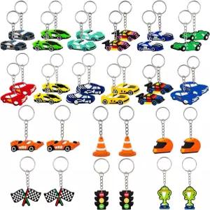 UBGKCJSJ 36개 레이스카 키체인 대량 구매 파티 선물 기념품 가방용 18가지 스타일 x2 미니 참 피냐타