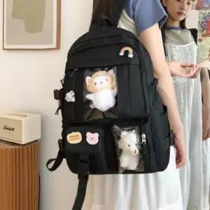 [제이큐]스쿨백 백팩 가방 투명창 캐주얼 대용량 학생 가방