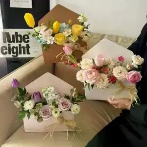 5Pcs 크리 에이 티브 봉투 꽃 상자 손으로 접은 선물 가방 꽃집 꽃다발 포장 재료 DIY 웨딩 파티 용품