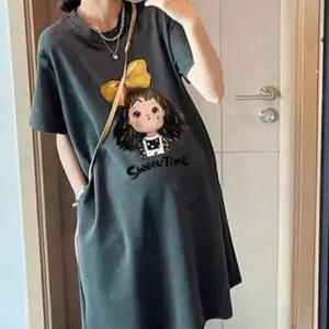 라운드넥 스타일 여성 임산부 임부원피스 편안한 데일리 디자인