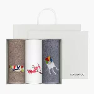 수건 선물용 자수 답례품 선물 3매 추석선물 타올 고운 기념수건