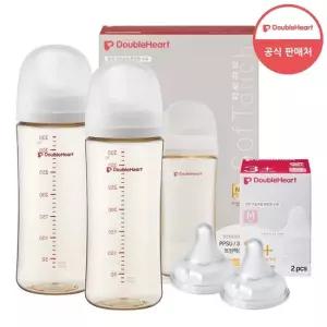 더블하트 3세대 330ml 트윈팩 젖병2개 노꼭지)+젖꼭지 2개