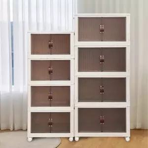 청소앤 특대형 65cm 360 이동식 4단 폴딩수납장 접이식 양문형 80L