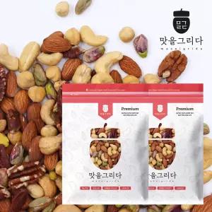 맛을그리다 프리미엄 로스트 믹스너트 1kg + 1kg / 고급 햇견과류 구운 볶은 피스타치오 피칸 아몬드 캐슈넛 헤이즐넛 믹스넛