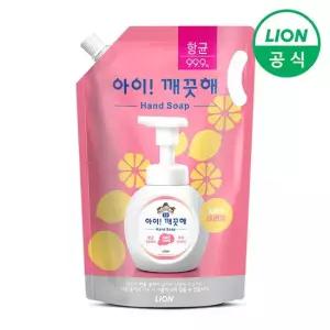 라이온 아이깨끗해 대용량 리필 1.8L 파우치 1개 손세정제 핸드워시 거품비누 레몬 순)