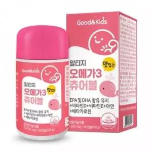 내츄럴플러스 굿앤키즈 알티지 오메가3 츄어블 90캡슐 EPA DHA 비타민D 베타카로틴 레몬맛