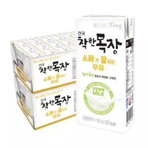 건국우유 건국 착한목장 소화가잘되는 우유 190ml, 48개