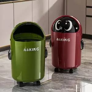 대용량 거실 및 침실용 바퀴 달린 뚜껑형 디자인 가정용 쓰레기통