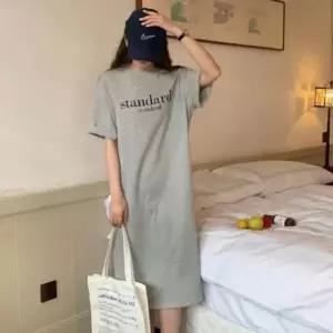 여성 임부복 캐주얼 오버핏 레터링 반팔 롱 원피스 원피스쇼핑몰