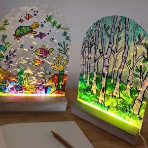 (다올)LED 아크릴 무드등 만들기 DIY 조명 원목받침