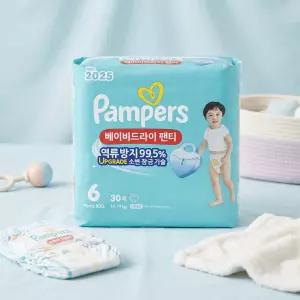 팸퍼스 2025 베이비드라이 팬티형 기저귀 6단계 30매 X 4팩