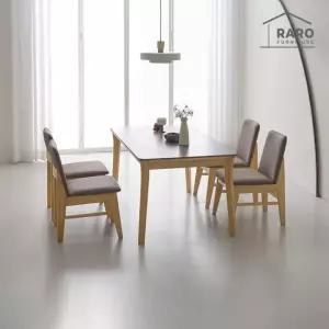 라로퍼니처 데미앙 1400 포세린 통 세라믹 낮은 4인 식탁 세트 식탁+의자4)