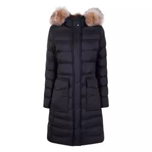 25FW 몽클레어 클로에쎄 패치로고 후드퍼 벨티드 롱 패딩 블랙 1C00013 53A5E 99M