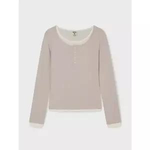 [후아유](센텀시티점)Layered Henry Neck Long Sleeve T-Shirt/ WHLAG2283F