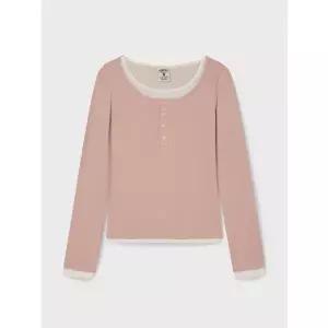 [후아유](센텀시티점)Layered Henry Neck Long Sleeve T-Shirt/ WHLAG2283F