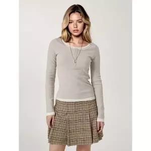 [후아유](센텀시티점)Layered Henry Neck Long Sleeve T-Shirt/ WHLAG2283F