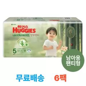 하기스 NEW 2025 네이처메이드 밤부 5단계 남아 (팬티형) 44매 6팩 (총 264매)