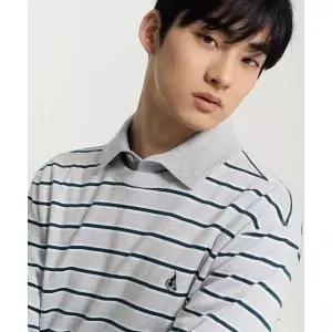 [국내백화점 매장정품] 빈폴 BEANPOLE MEN 멀티 스트라이프 라운드넥 긴소매 티셔츠 그레이 BC6241C573 117
