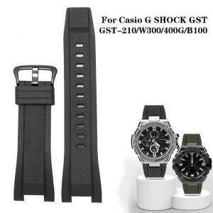 카시오 G 쇼크 GST 시리즈 실리콘 시계 밴드 방수 고무 팔찌 스트랩 GST-210 W300 400G B100 26x14mm