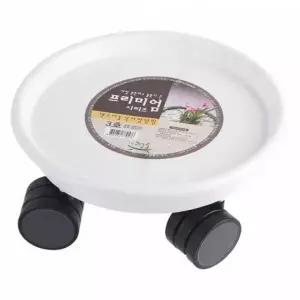 물 이동식 3호 화분 화분받침 센스 받침 원형 원형받침 바퀴 -화이트