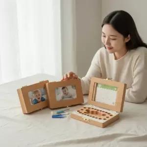 우리 아이 이름 각인 원목 유치함 사진 넣는 탯줄 보관 상자 기념품
