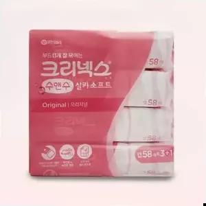 크리넥스 수앤수 캡형 세정 물티슈 58매 4팩 세트