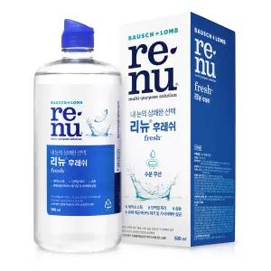 바슈롬 리뉴 후레쉬용액 렌즈 콘텍트렌즈 소프? 세척 단백질제거 소독 헹굼 보존 500ml x 4