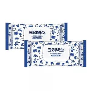 [NS홈쇼핑]크리넥스 소프트 엠보싱 물티슈 60매 x 2팩 BIG&WIDE[36125232]