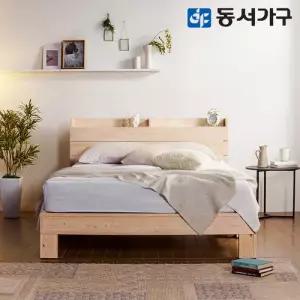 [최저가도전] 동서가구 힐링 수납헤드 편백나무 원목 슈퍼싱글 SS 침대+9존독립 매트 DF639002