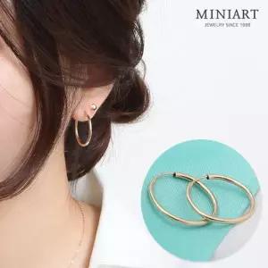 [미니아트]14K 골드필드 파이프 링 데일리 후프 귀걸이 20mm